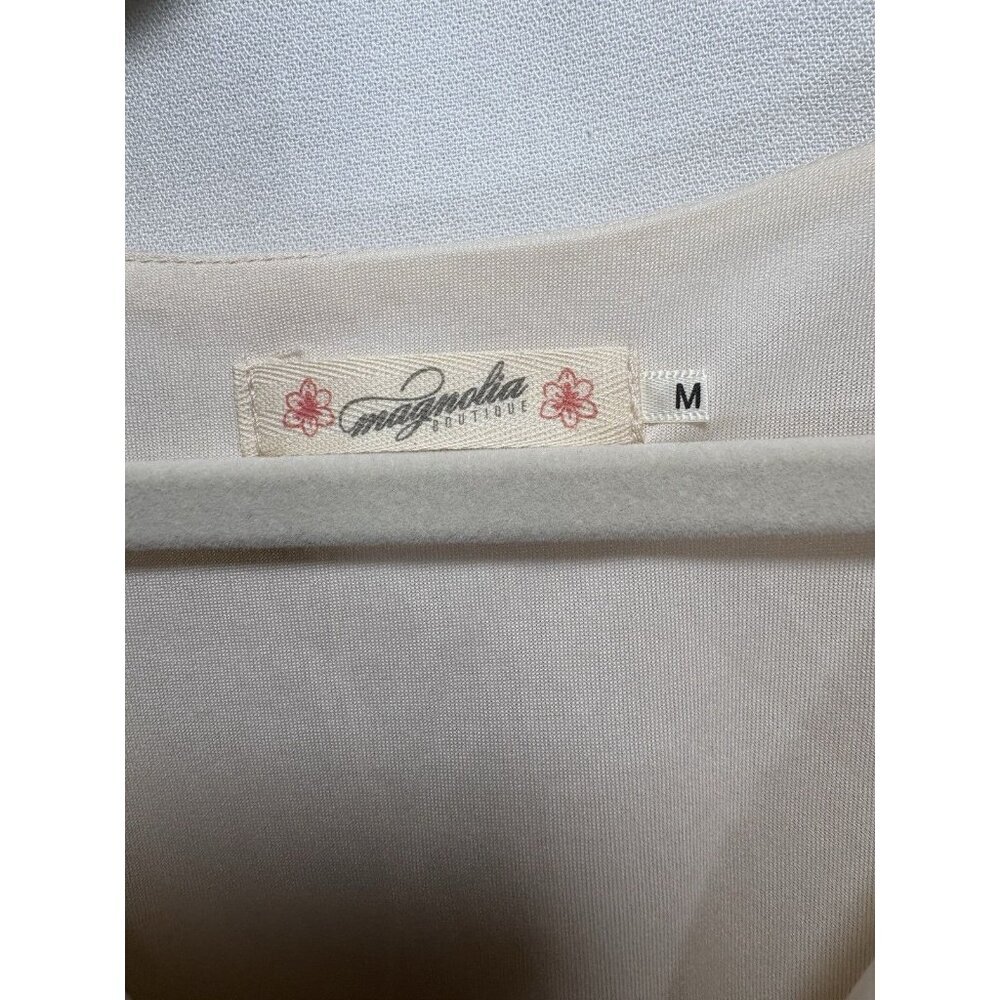 MAGNOLIA BOUTIQUE Midi Dress Ruffles‎ Ivory Cottagecore Farmhouse Size Medium - Picture 4 of 10